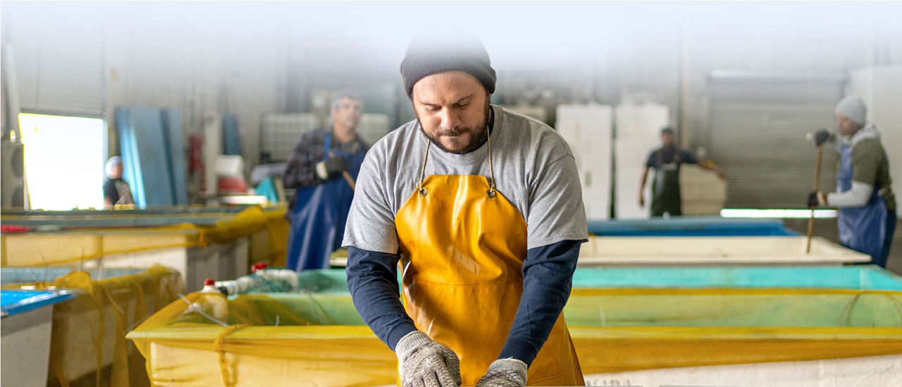 Man working in a fish market